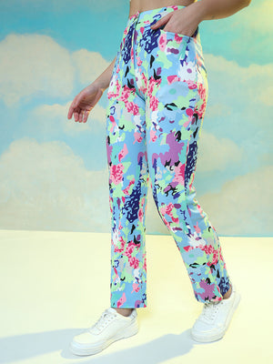 TANDUL  Women Regular Fit Light Blue Lycra Blend Trousers