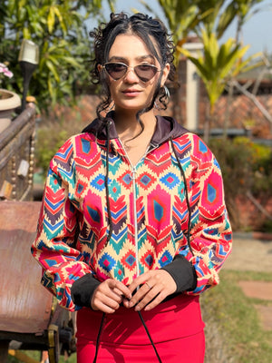 TANDUL Women Multicolor Printed Jacket with Hood