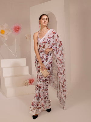 ELTIRE Exquisite Printed Bollywood Style Georgette Saree