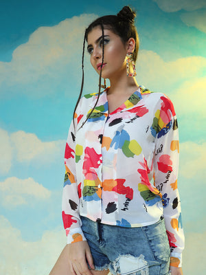 TANDUL  Women Regular Fit Printed Lapel Collar Casual Shirt