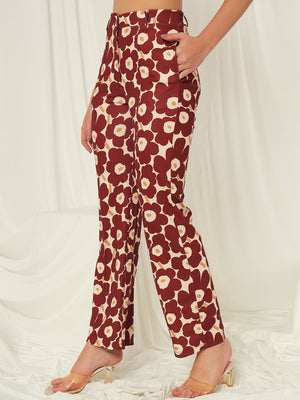 TANDUL  Women Regular Fit Maroon Lycra Blend Trousers
