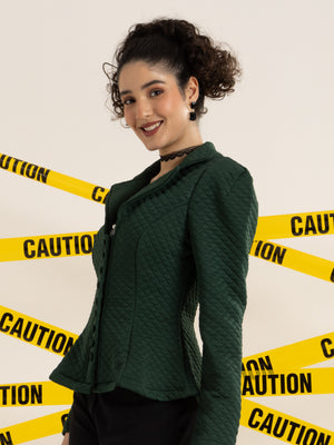 TANDUL Women  Elegant Green Blazer