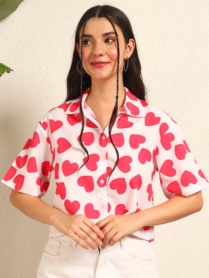 TANDUL Women Heart Printed Shirt