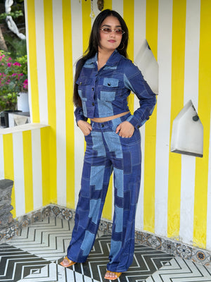 TANDUL Women Chic Denim Printed Co-ord Set