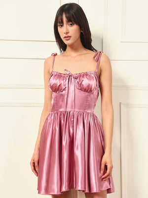 TANDUL Exquisite Pink Satin Dress