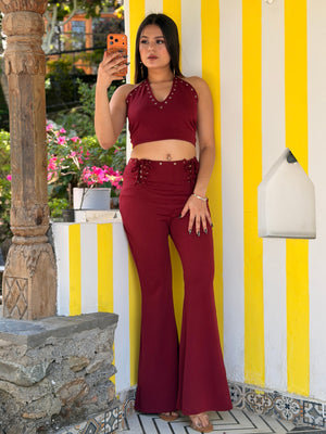 TANDUL Women Chic Maroon Co-ord Set