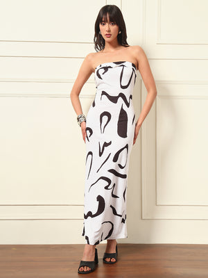 TANDUL Women White and Black Printed Dress