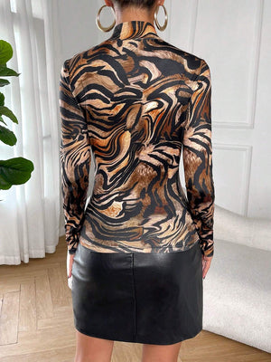 TANDUL  Women Solid High Neck Brown Sweater