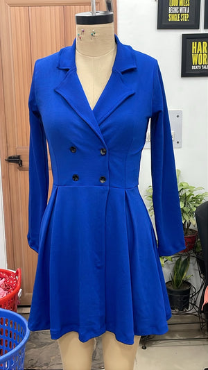 TANDUL Women Double-Breasted Long-Sleeve Mini Jacket Dress