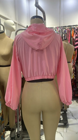 TANDUL Women’s Pink Summer Utility Jacket with Hood and Cargo Pockets