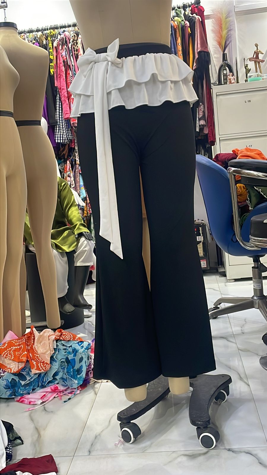 TANDUL Women Elegant Black Trouser with White Detailing