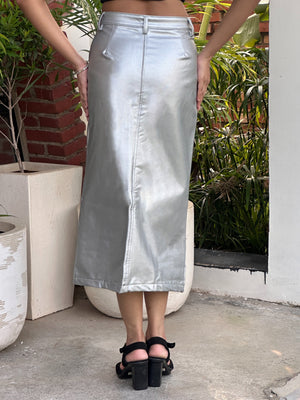 TANDUL Women Solid Tube Silver Skirt