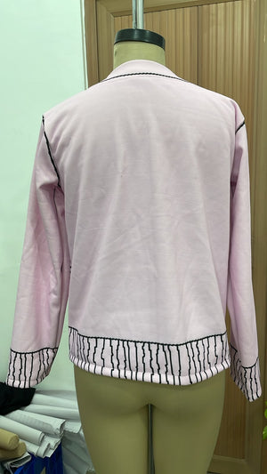 TANDUL Women Long Sleeve V-Neck Graphic Button-Up Jacket