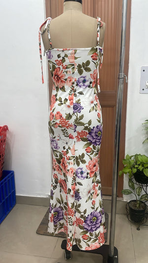 TANDUL Women Floral Tie-Strap Maxi Dress