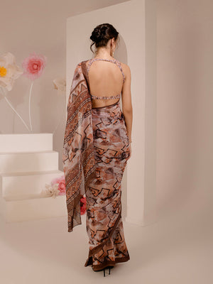ELTIRE Exquisite Printed Bollywood Style Georgette Saree