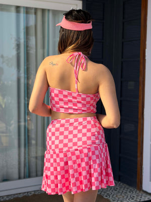 TANDUL Women Pink and White Checkered Co-ord Set