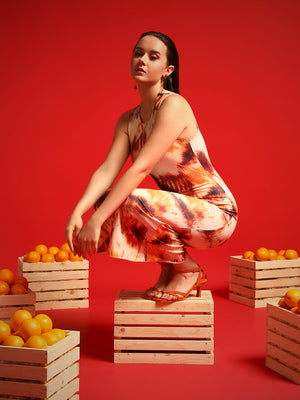TANDUL  Women Bodycon Orange Dress