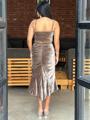 TANDUL Women Exquisite Grey Velvet Co-ord Set
