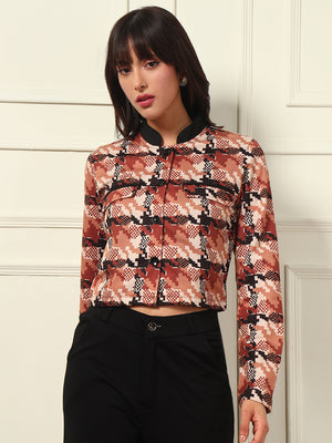 TANDUL  Polyester Houndstooth Coat For Women