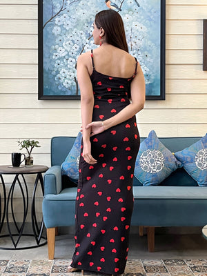 TANDUL Red Heart Printed Bodycon Dress