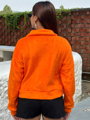TANDUL Women Orange Fur Jacket