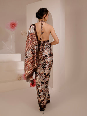 ELTIRE Exquisite Printed Satin Saree
