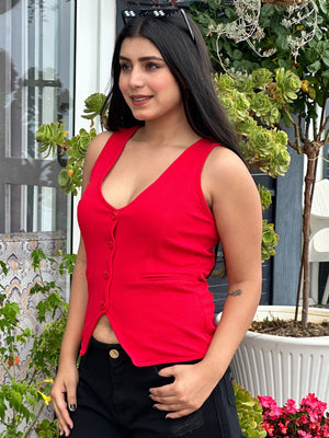 TANDUL Women Stylish Red Waistcoat
