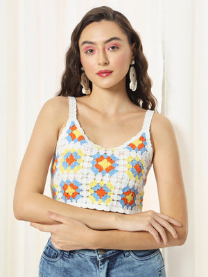 TANDUL  Casual Sleeveless Printed Women Multicolor Top
