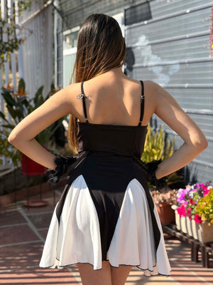 TANDUL Women Black and White Dress