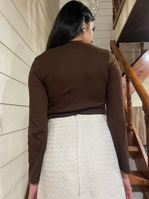 TANDUL Women Solid High Neck Brown Sweater