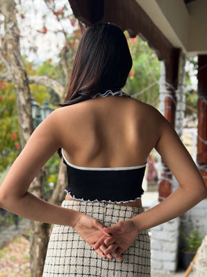 TANDUL Women Chic Black Knitted Top