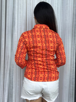 TANDUL Women Striking Orange Shirt