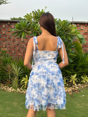 TANDUL Women Stunning Blue Floral Net Dress