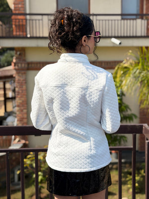 TANDUL Women White Quilt Jacket