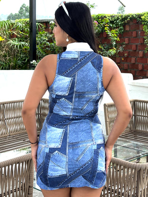 TANDUL Women Chic Denim Printed Dress