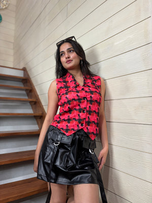 TANDUL Women stunning checked waistcoat