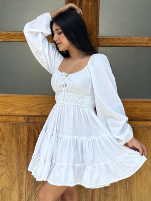 TANDUL Women White  Solid Flared Dress