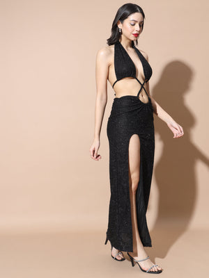 TANDUL  Women Maxi Black Dress