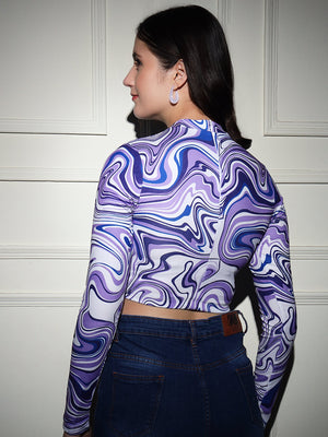 TANDUL  Casual Regular Sleeves Printed Women Purple Top