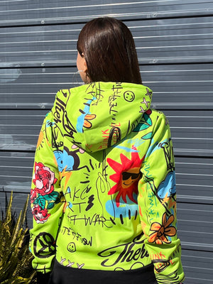 TANDUL Women Vibrant Green Printed Hoodie
