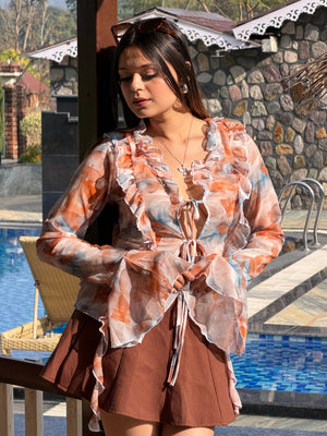 TANDUL Women Elegant Ruffles Top