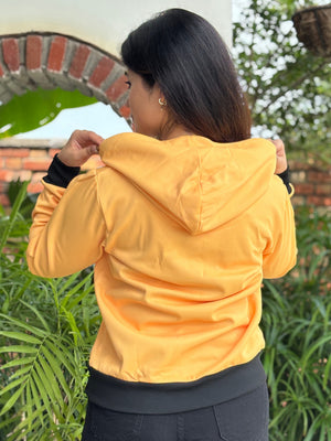 TANDUL Women Yellow Prined Hoodie