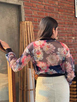 TANDUL Women Floral Printed Net Jacket