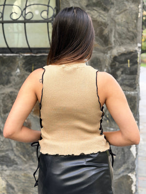 TANDUL Women Chic Beige Knitted Top