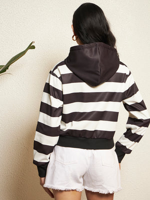 TANDUL Women Chic Black and White Striped Jacket