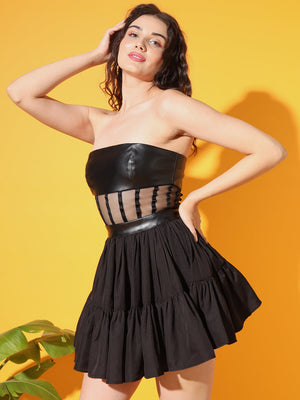 TANDUL  Women Fit and Flare Black Dress