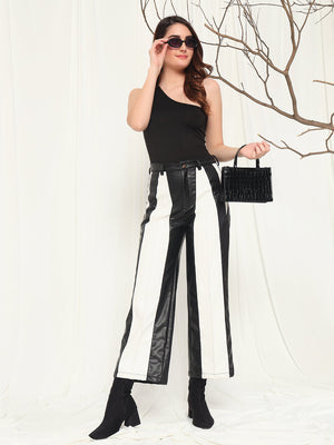TANDUL  Women Regular Fit Black Faux Leather Trousers