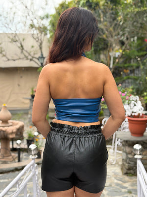 TANDUL Casual Sleeveless Solid Women Royal Blue Top