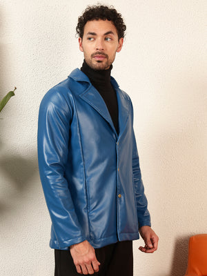 TANDUL Men's Solid Single Breasted Blue Blazer