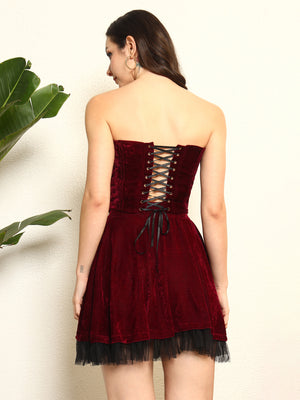 TANDUL Women Elegant Maroon Color Velvet Co-ord Set
